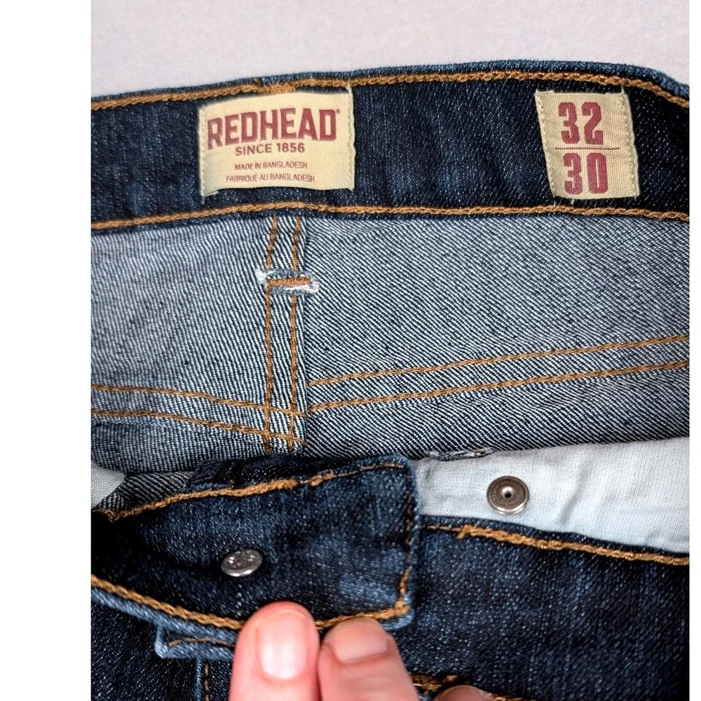 Redhead Mens Dark Wash Straight Leg Denim Jeans‎ Blue 32x30 0124